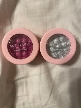 Ace Beaute Glimmer Shadow Duo - Fuchsia Pink & Silver Sparkle